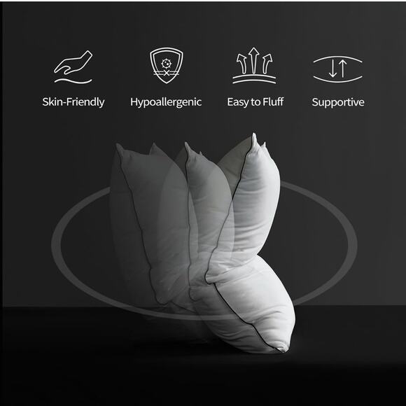 Luxury Premium Feather Down Fiber Pillows Standard Sz Fluffy Bed Pillows 480TC - Picture 3 of 7